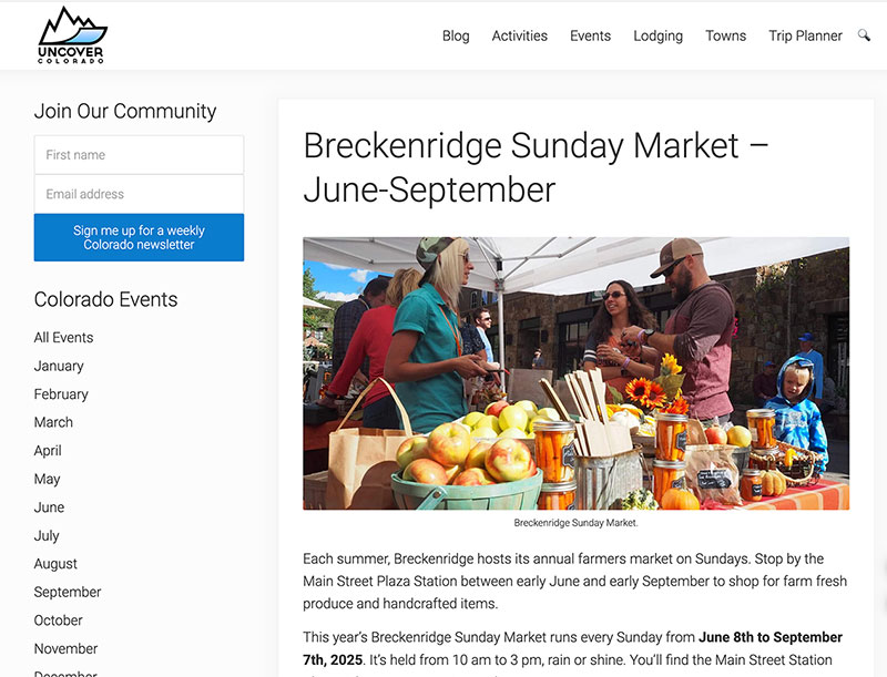 uncover colorado sunday market